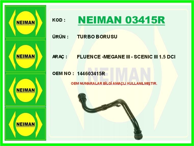 Renault Fluence Turbo Borusu 1.5 DCI BESCHER