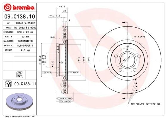 Ford Focus II III C-Max Kuga I II Connect Ön Fren Disk Aynası BREMBO