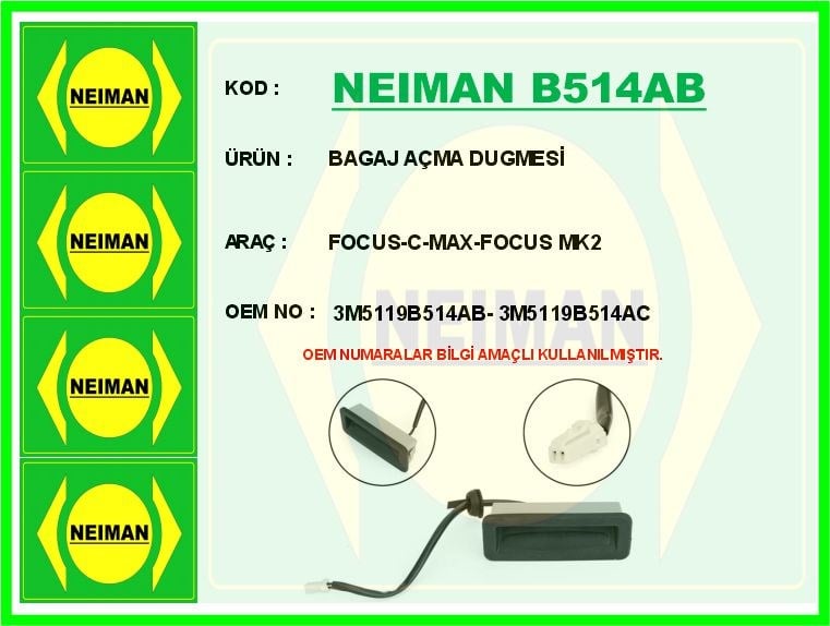 Ford Focus Bagaj Açma Butonu Kablolu BESCHER