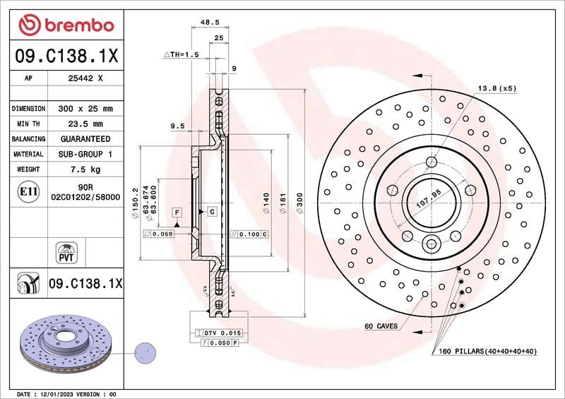 Ford Focus II III C-Max Kuga I II Connect Volvo C30 C70 II S40 II V50 Ön... BREMBO