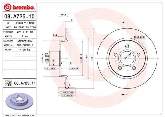 Ford Focus 3 Arka Fren Disk Aynası BREMBO