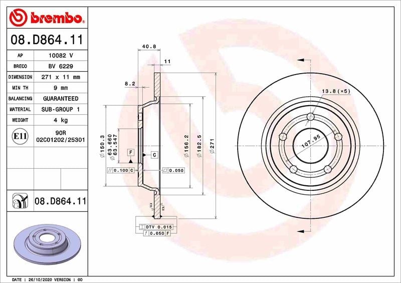 Ford Focus IV Arka Fren Disk Aynası BREMBO