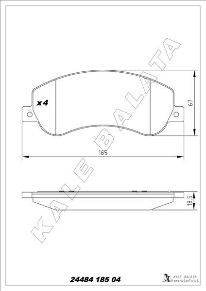Ford Transit V348 Ön Fren Balatası Fişsiz KALE-BALATA