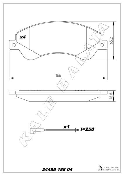 Ford Transit V347 Ön Fren Balatası Fişli KALE-BALATA