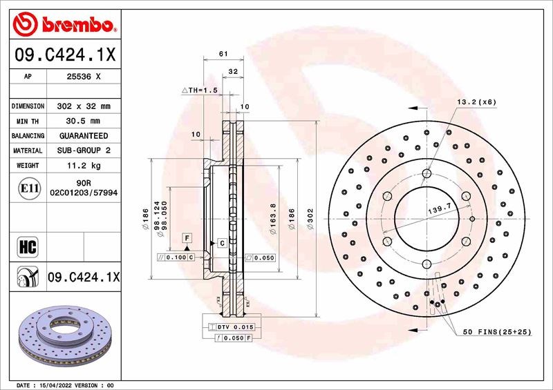 Ford Ranger Ön Fren Diski Delikli BREMBO