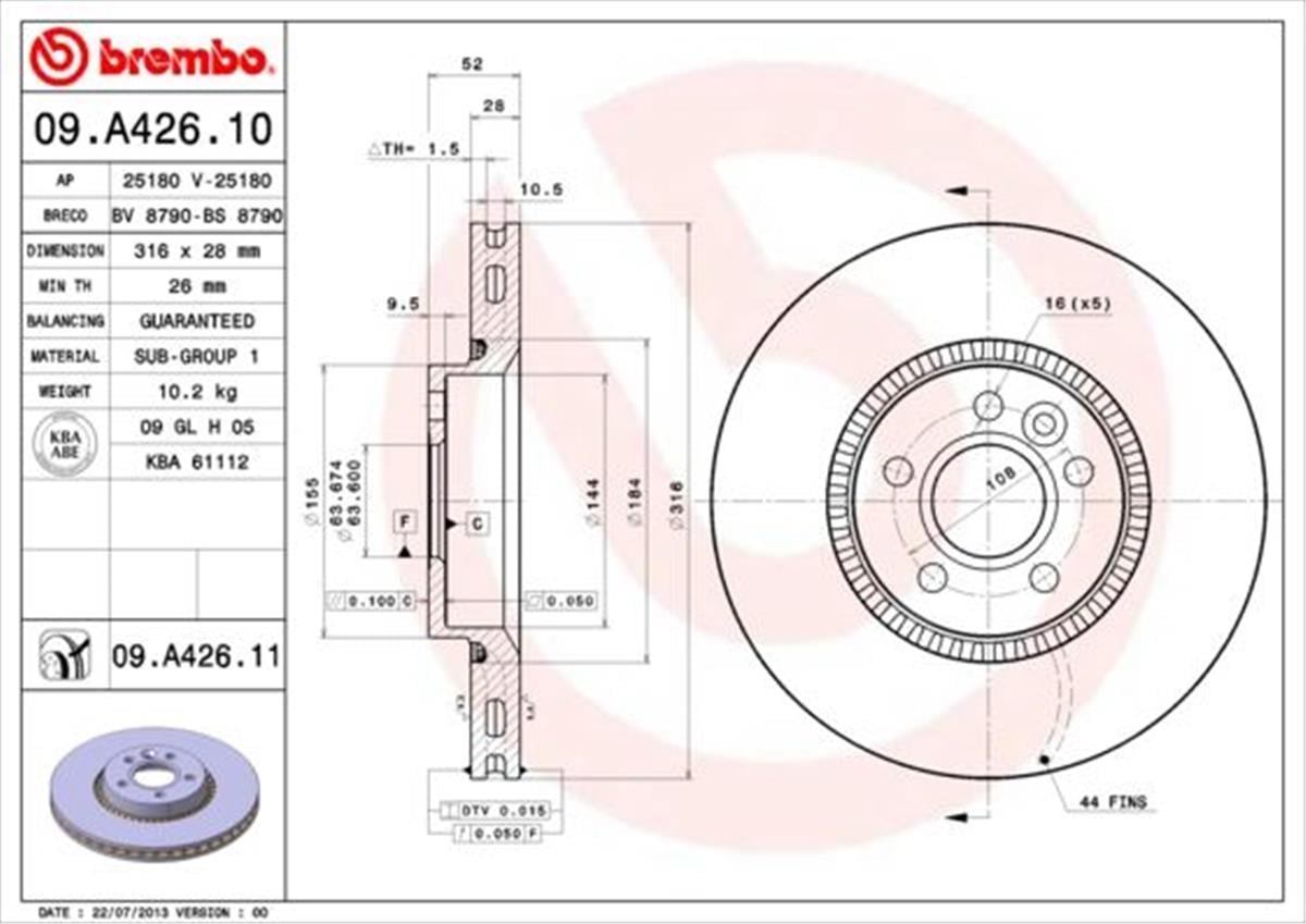 Ford Mondeo Volvo S60 Land Rover Fren Diski Ön 6G9n2c375dc-1380046-Lr027107