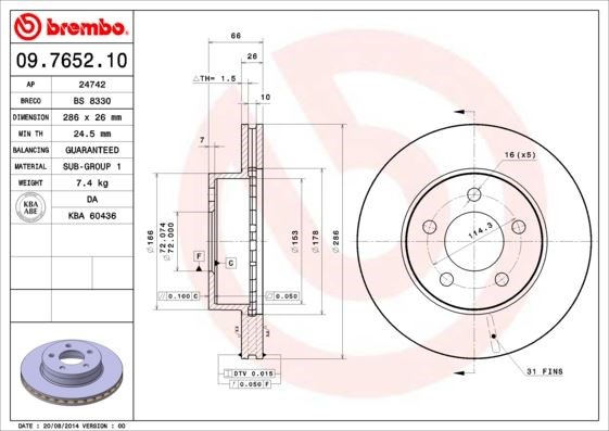 Ford Ön Fren Diski Standard BREMBO