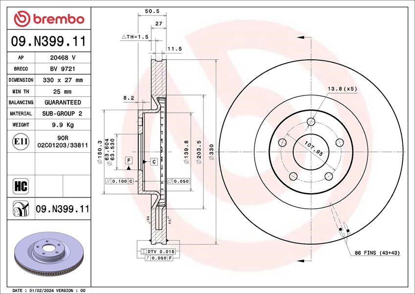 Ford Kuga III Ön Fren Disk Aynası BREMBO