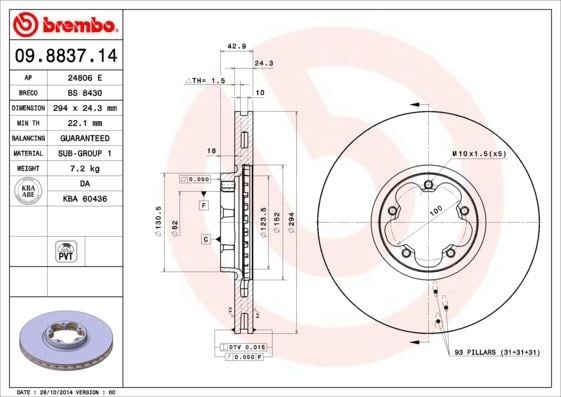 Ford Transit V184 Ön Fren Aynası Arkadan Çekişli BREMBO