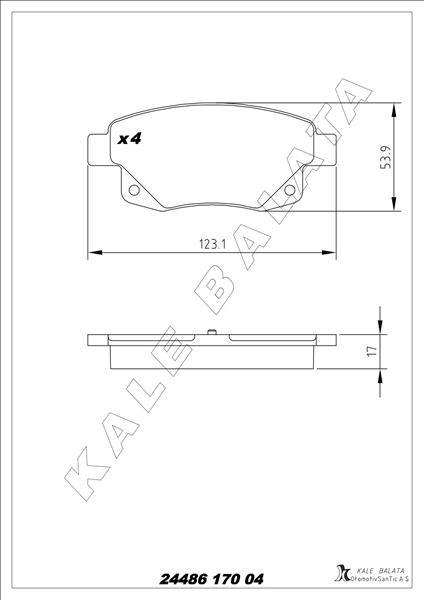 Ford Transit V347 Arka Fren Balatası Fişsiz KALE-BALATA