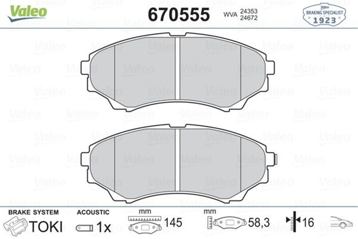 Mazda 4 B 2500 Ranger Ön Fren Balatası Umy13328za-3M352001aa-Wva24353