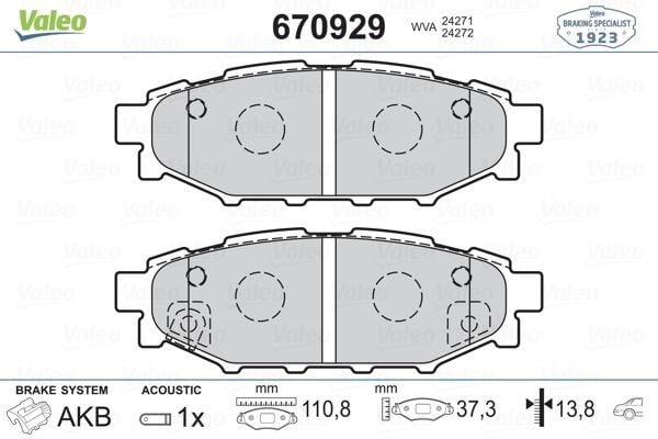 Subaru Forester Impreza Outback Legacy Arka Fren Balatası VALEO