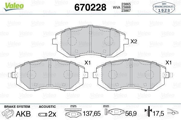 Subaru Forester / Impreza / Legacy / XV Ön Balata VALEO