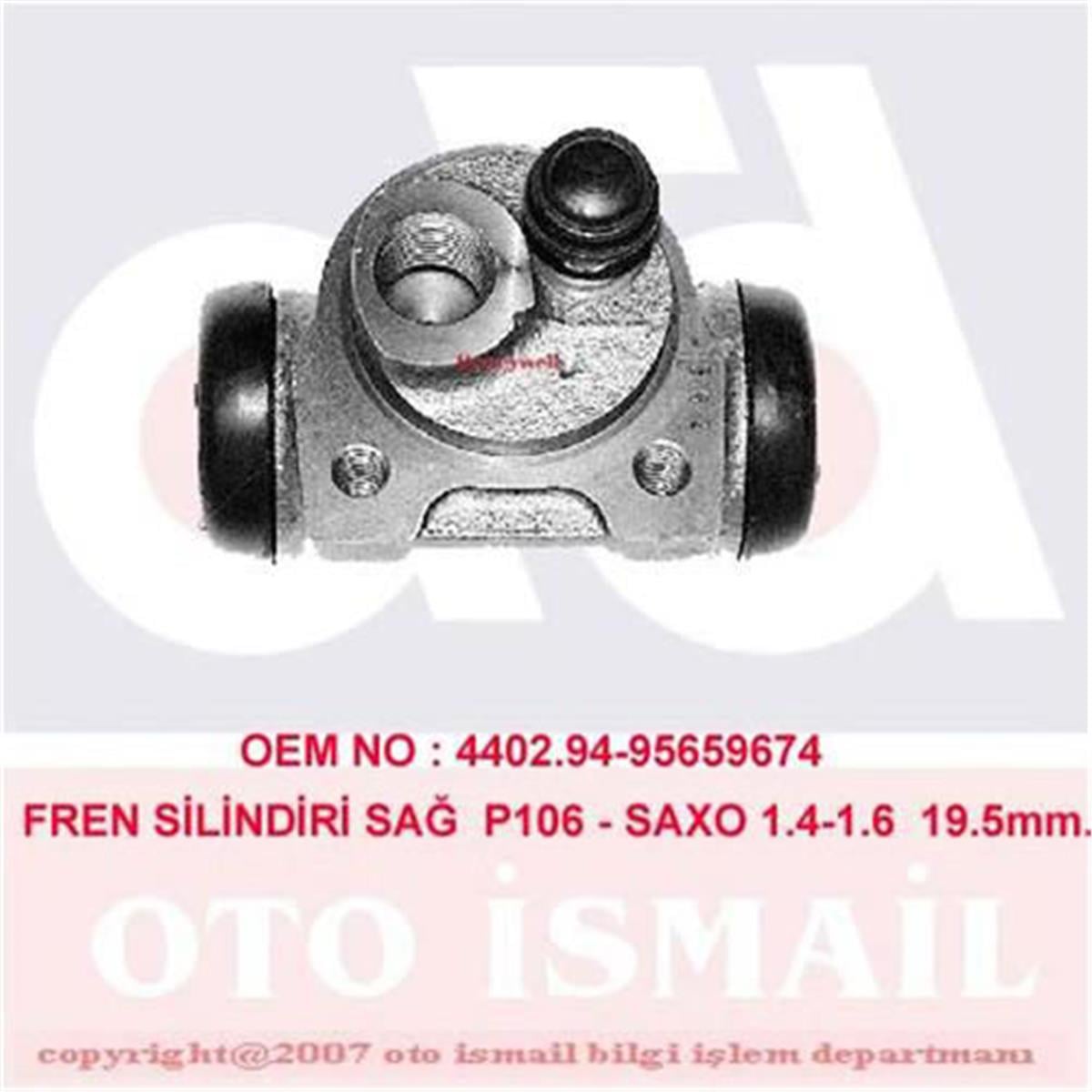 Fren Silindiri Sağ P1061.3-1.4-1.5D-1.6 96 Saxo 1.1-1.4-1.6-1.5D 96-03 19Mm