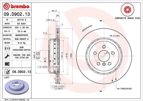 BMW G20 Arka Fren Diski Sol BREMBO