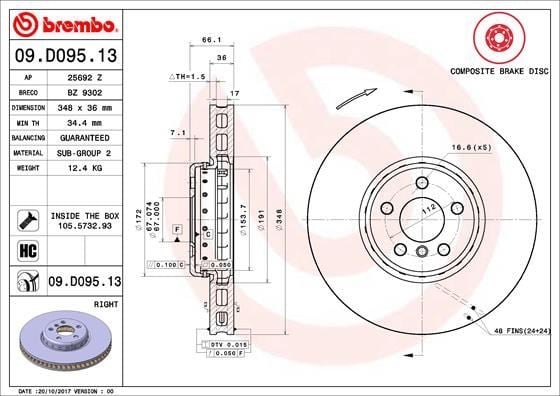 BMW G20 Ön Fren Diski Sağ BREMBO