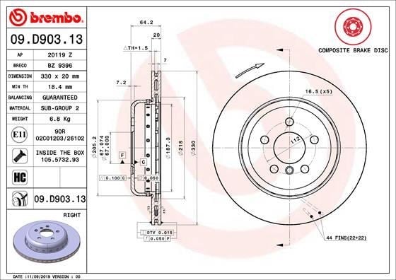 BMW G20 Arka Fren Diski Sağ BREMBO