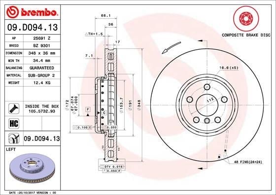 BMW G20 Ön Fren Diski Sol BREMBO