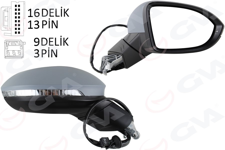 Volkswagen Golf Dış Dikiz Aynası Sağ Elektrikli Isıtmalı Sinyalli Astarli... GVA