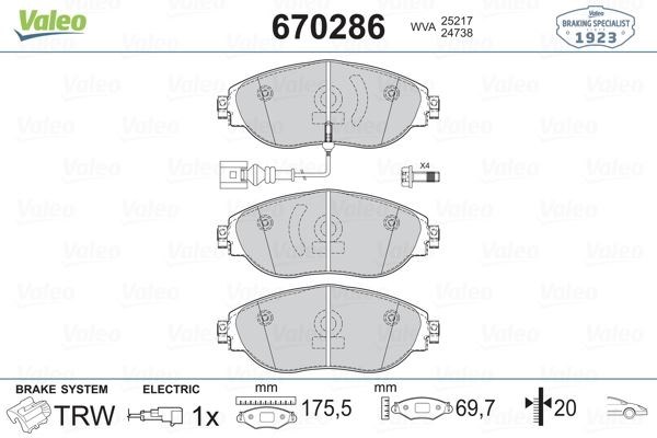 Volkswagen Golf 7 / Passat / CC / Sharan / Seat Leon / Skoda Octavia Ön Balata VALEO
