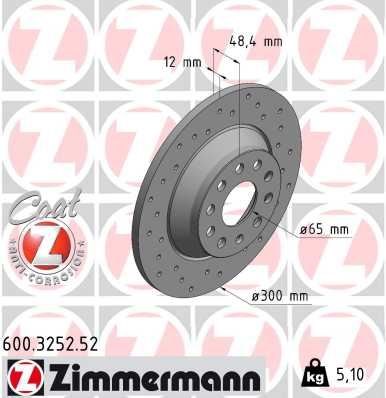Volkswagen Golf 7 Arka Fren Diski Delikli ZIMMERMANN