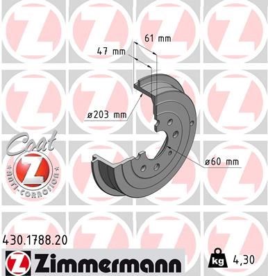 Fiat Grande Punto Arka Fren Kampanası Rulmanlı 203.2mm ZIMMERMANN