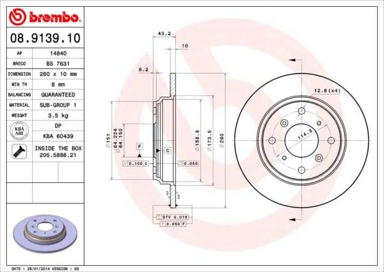 Honda Arka Fren Diski Standard BREMBO