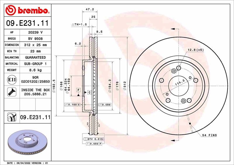 Honda Accord X Saloon Ön Fren Diski BREMBO