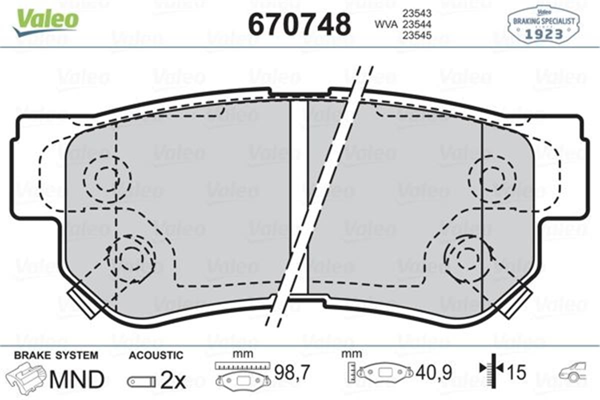 Hyundai Sonata Matrix Getz Tucson Santafe Arka Balata 5830226A30-583023Ka30-5830239A