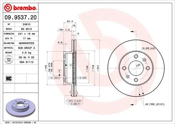 Hyundai Accent Milenyum Ön Fren Diski Hava Kanallı BREMBO