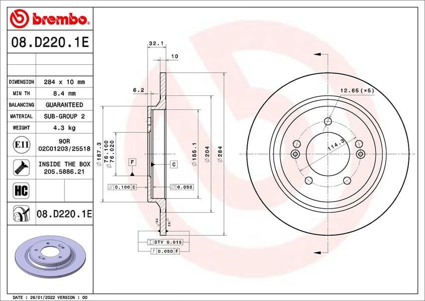 Hyundai Ioniq Disk-Balata Kiti BREMBO