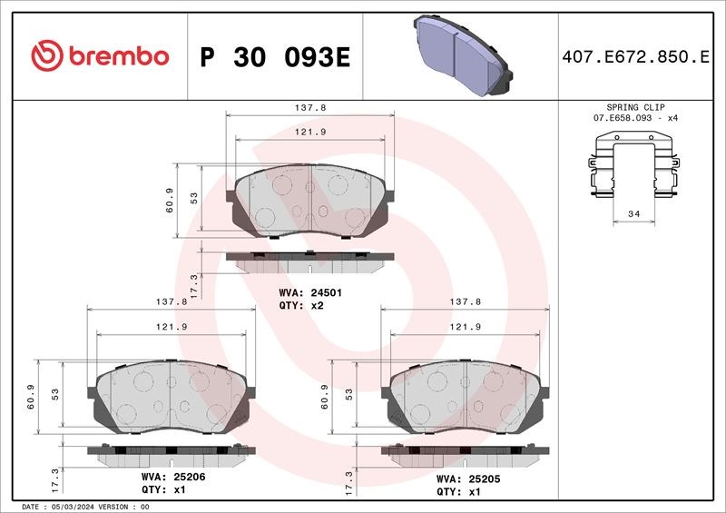 Hyundai Kona Fren Balata Takımı BREMBO