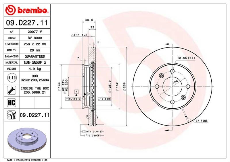 Hyundai i20 Ön Fren Diski Hava Kanallı BREMBO