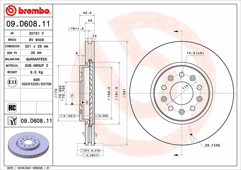 Opel Insignia B Ön Fren Aynası Havalı BREMBO