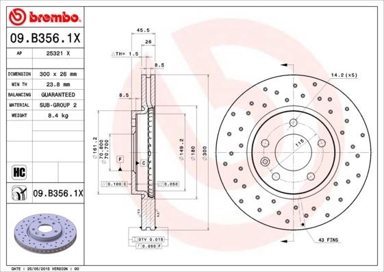 Opel Insignia B Ön Fren Aynası [16 İnç, 300x26x5DL, Havalı] BREMBO
