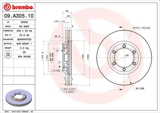 Isuzu Ön Fren Diski Standart BREMBO