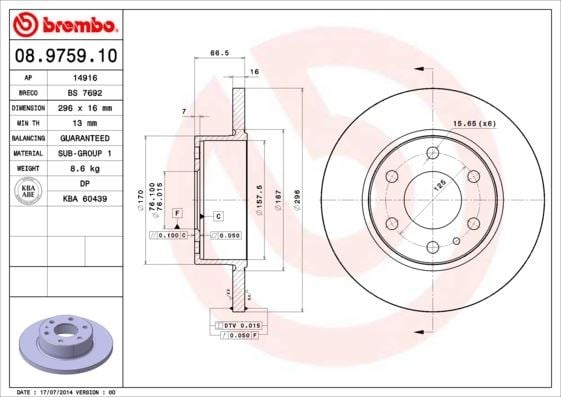 Iveco Arka Standart Fren Diski BREMBO