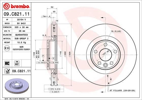 Jaguar Ön Fren Diski UV Coated BREMBO