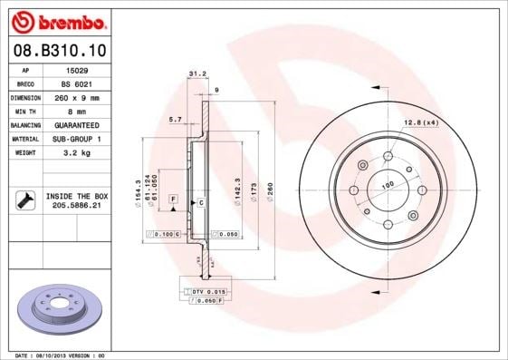 Honda Jazz Arka Fren Diski BREMBO