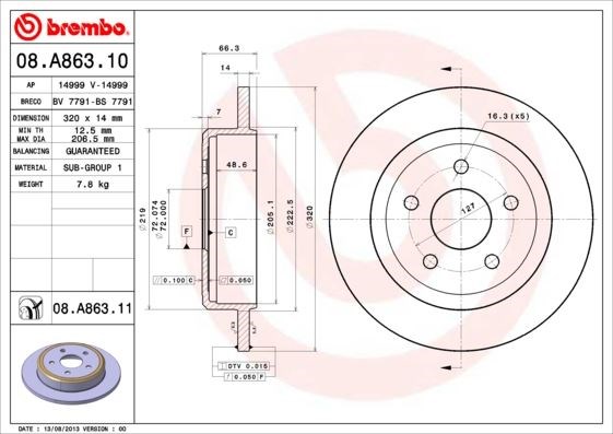 Jeep Arka Fren Diski UV Kaplamalı BREMBO
