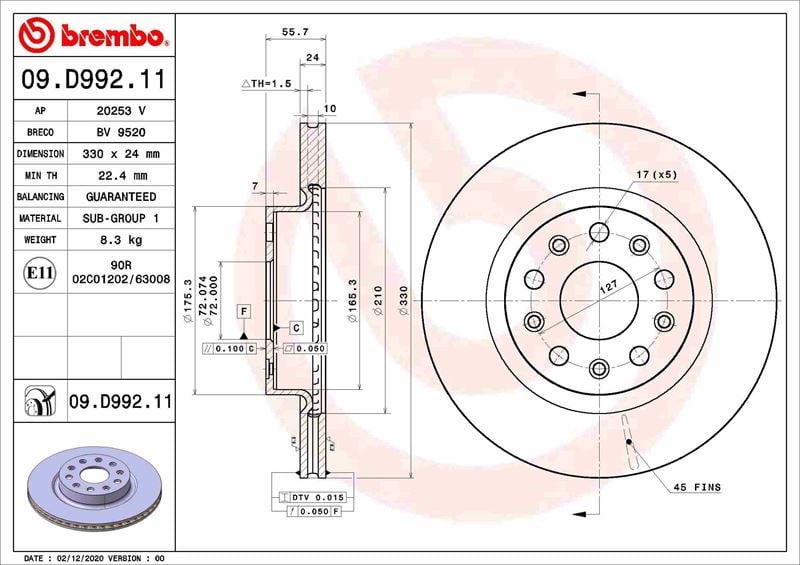 Jeep Wrangler IV Ön Fren Diski BREMBO