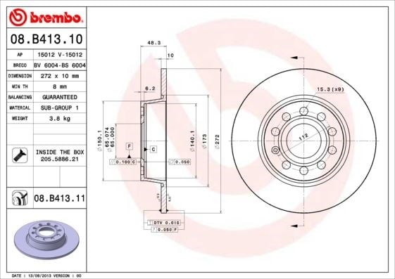 Volkswagen Jetta 3 Golf 6 Caddy Scirocco Audi A1 A3 Seat Altea Skoda Octavia... BREMBO