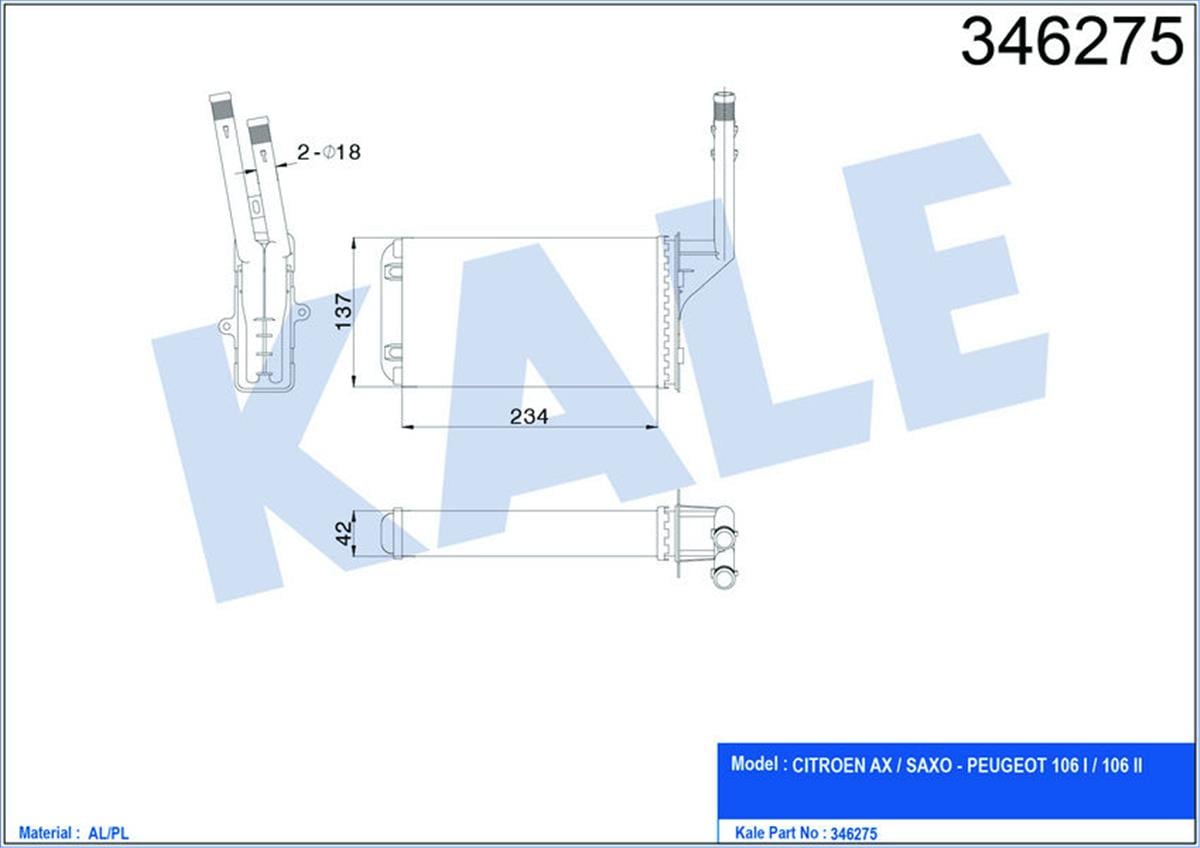 Kalorifer Radyatörü 106 91-96 Saxo 96-03 Ax 91-96 234X138