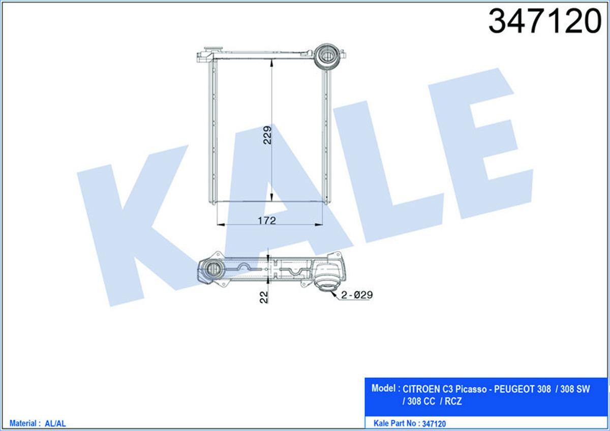 Kalorifer Radyatörü 308 1.4 16V-1.6 16V 07 C3 1.4Vtı 09 Kilimalı-Kilimasız Araçl