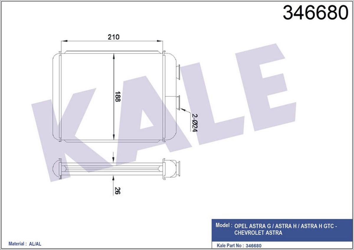 Kalorifer Radyatörü Brazing Astra F-Astra G-Astra H Yüzüklü Mek Otom 208X183x26