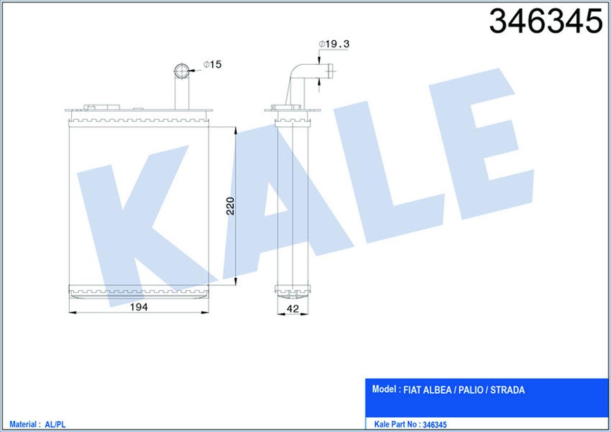 Kalorifer Radyatörü Brazing Palio Musluklu 233X195x32