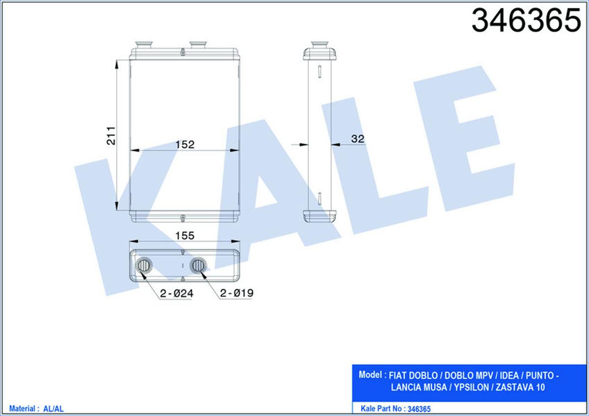 Kalorifer Radyatörü Doblo 01 Punto 01 Idea 04 Ac Klimasız 209X159 0183831Ab