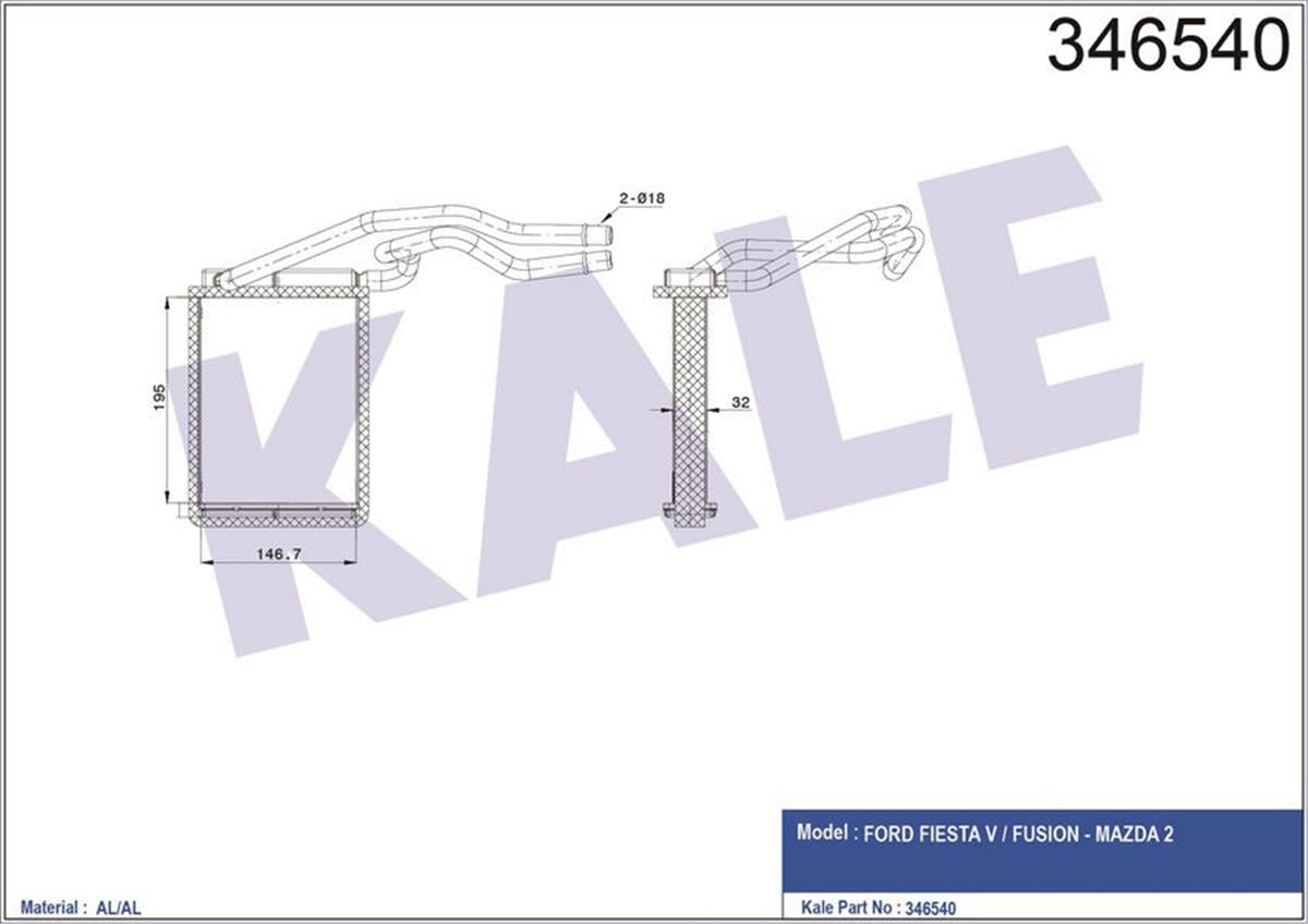 Kalorifer Radyatörü Fiestra V 1.4Tdci 1.6Tdci 01-08 Focus I 1.4 1.6 1.8 2.0 98-0