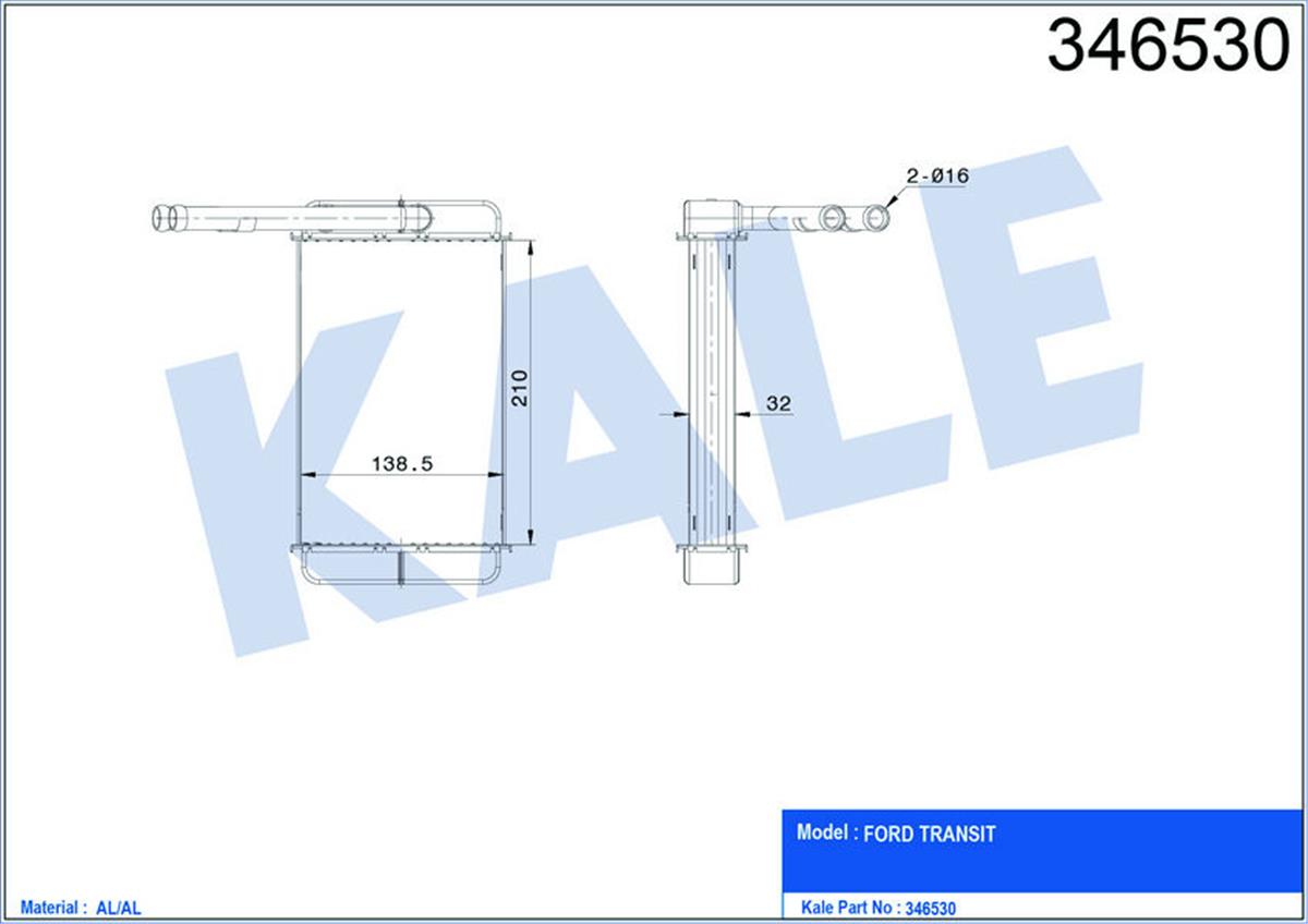 Kalorifer Radyatörü Ford Transit 1.6-2.0-2.5D 85-92 227X148x36