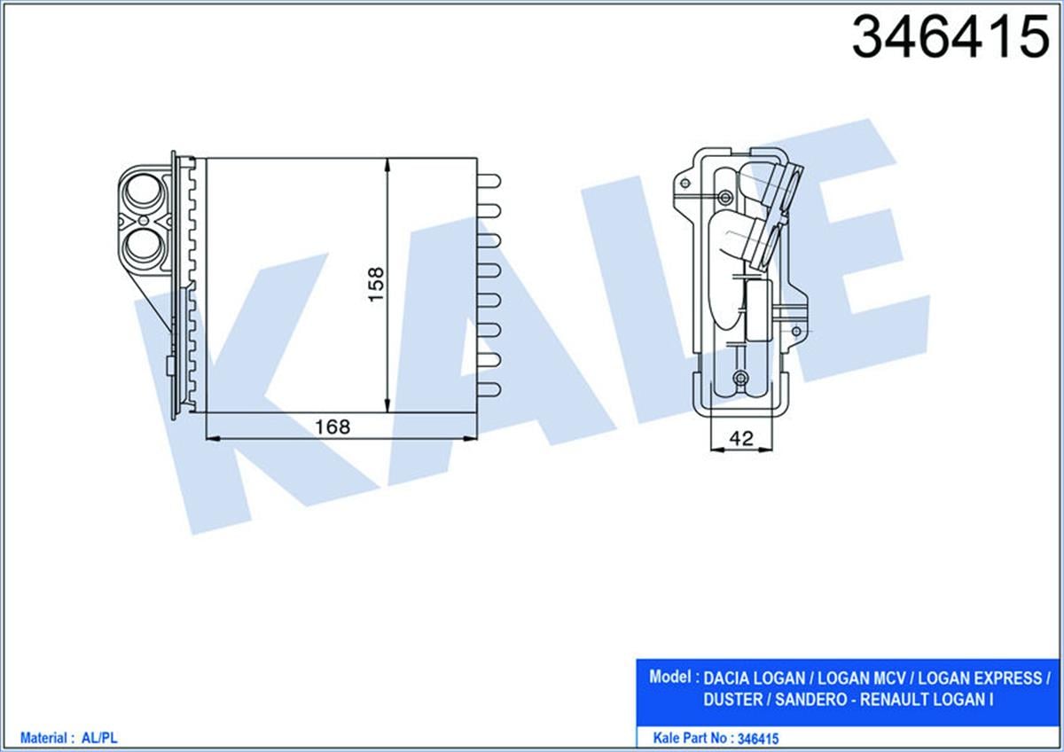 Kalorifer Radyatörü Logan 05 Duster 10 Sandero 10 170X158
